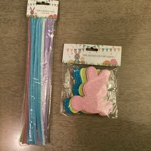 50 Chenille Stems and 12 Glitter Easter Bunny Foam Shapes